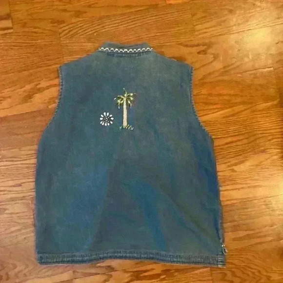 Vintage 90's Y2K Denim Vest Embroidered Safari Animals Size XL Made in India - Picture 10 of 10